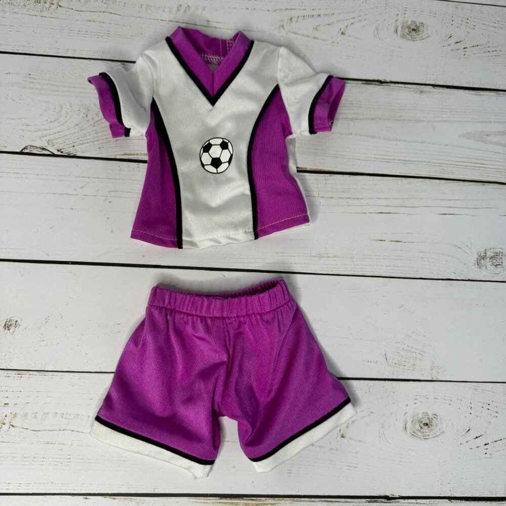 Emily Rose 18" Doll Soccer Outfit Purple White Jersey Shorts Set – Fits AG